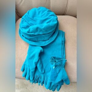 Turquoise Scarf, Gloves, and Hat Set